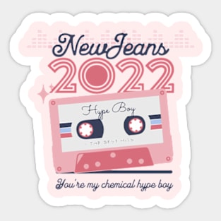 NewJeans Hype boys cassette tape typography text pink Morcaworks Sticker